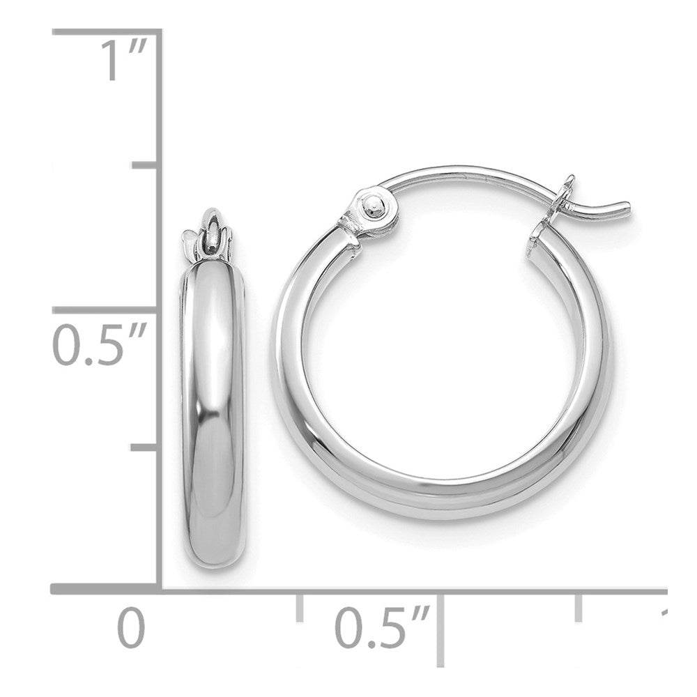 14k White Gold 2.75 mm Round Tube Hoop Earrings (0.94 grams)