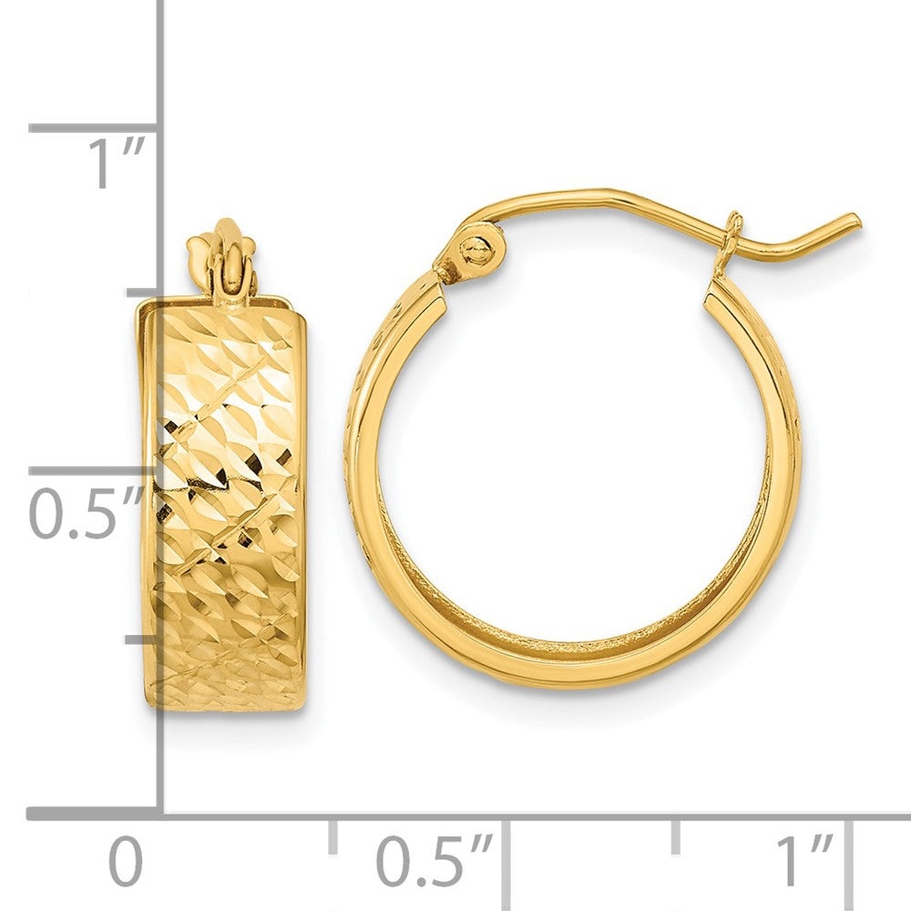14k Yellow Gold 16.82 mm Diamond-cut Hoop Earrings (1.5 grams)