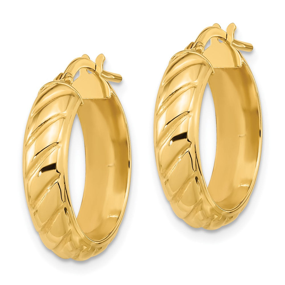 14k Yellow Gold 19.31 mm Polished Fancy Hoops (2.13 grams)