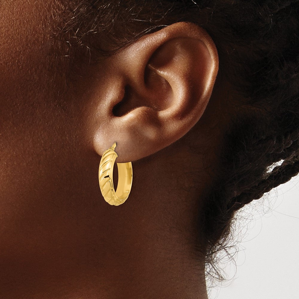 14k Yellow Gold 19.31 mm Polished Fancy Hoops (2.13 grams)