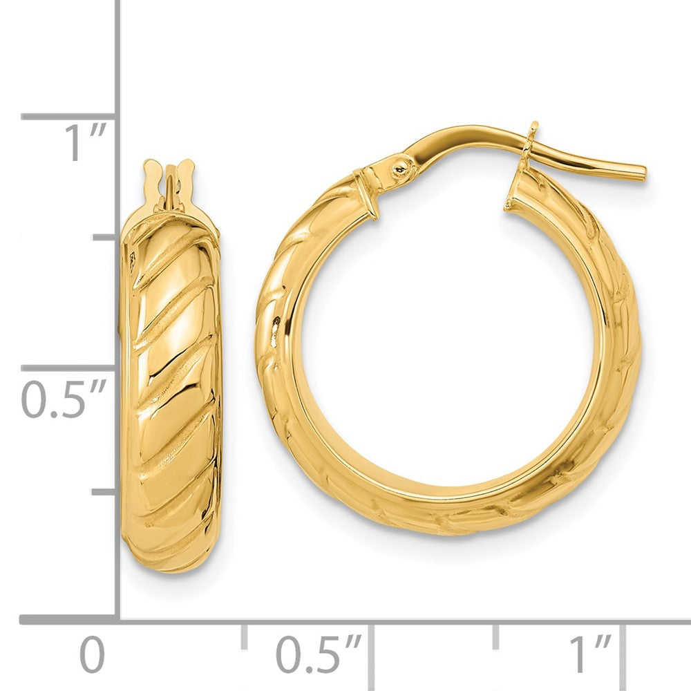 14k Yellow Gold 19.31 mm Polished Fancy Hoops (2.13 grams)