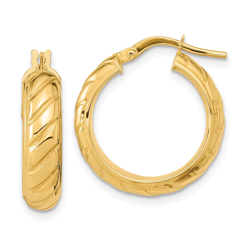 14k Yellow Gold 19.31 mm Polished Fancy Hoops (2.13 grams)