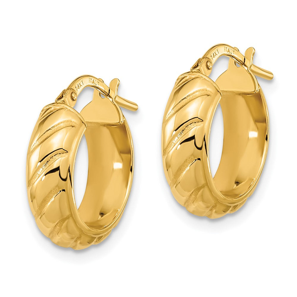 14k Yellow Gold 15.37 mm Polished Fancy Hoops (1.65 grams)