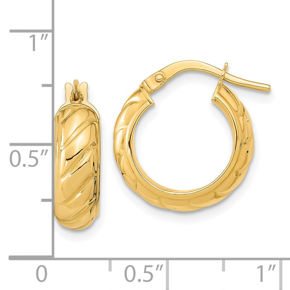 14k Yellow Gold 15.37 mm Polished Fancy Hoops (1.65 grams)