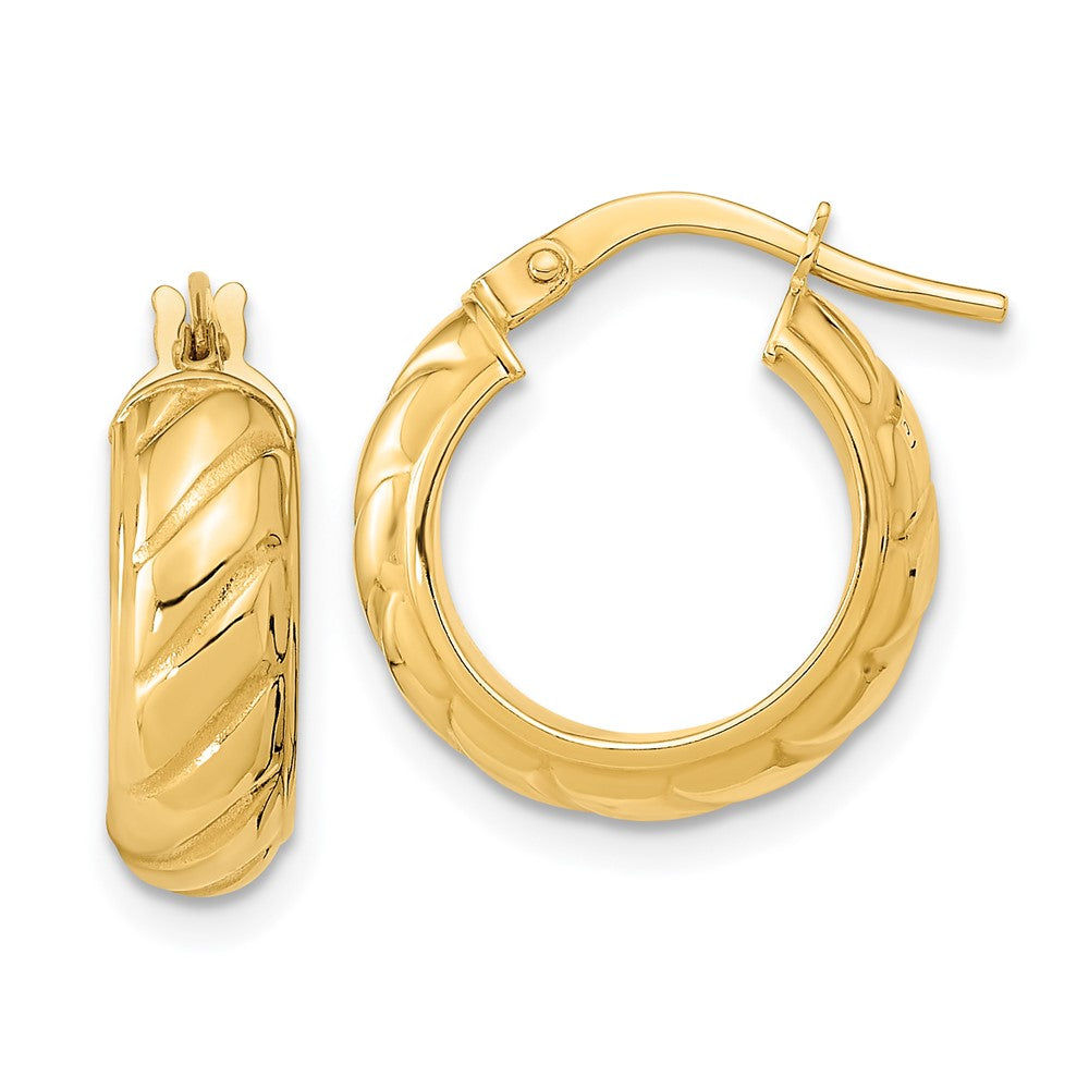 14k Yellow Gold 15.37 mm Polished Fancy Hoops (1.65 grams)