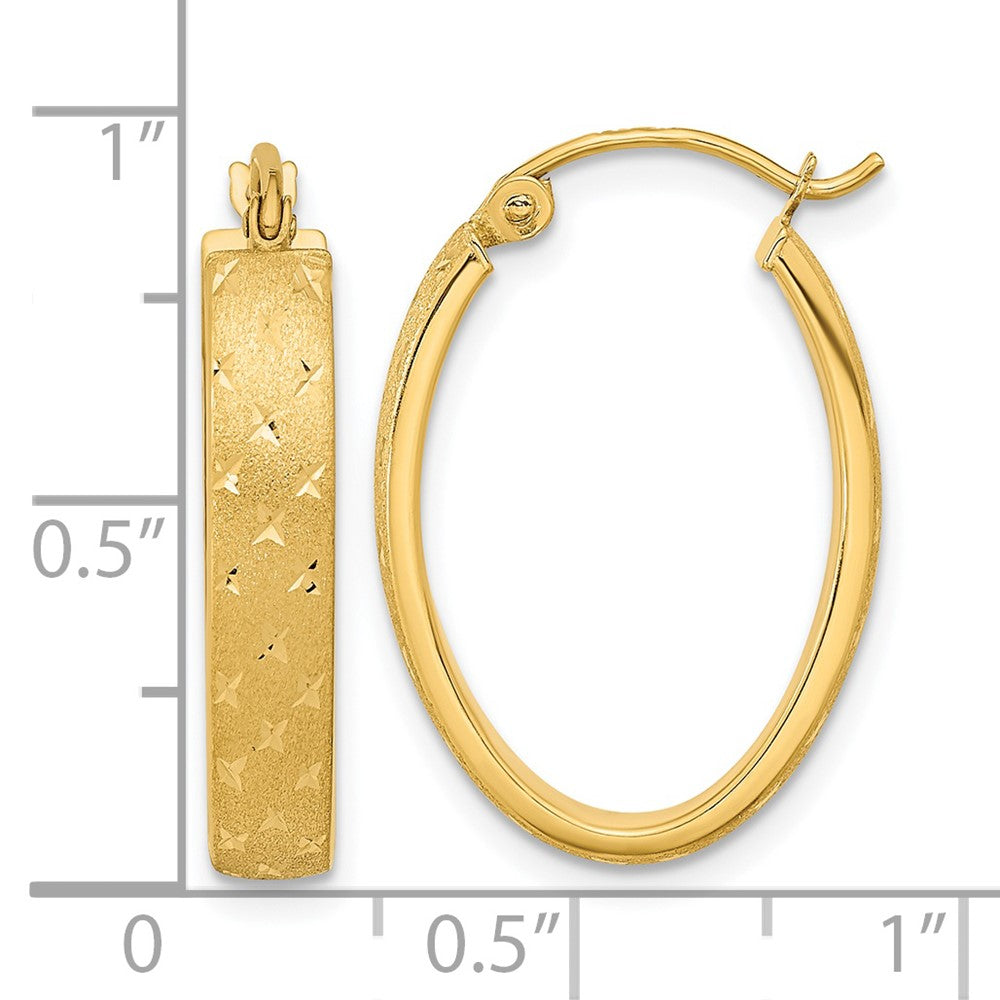 14k Yellow Gold 15.04 mm Polished Satin Diamond-cut Hoop Earrings (1.9 grams)