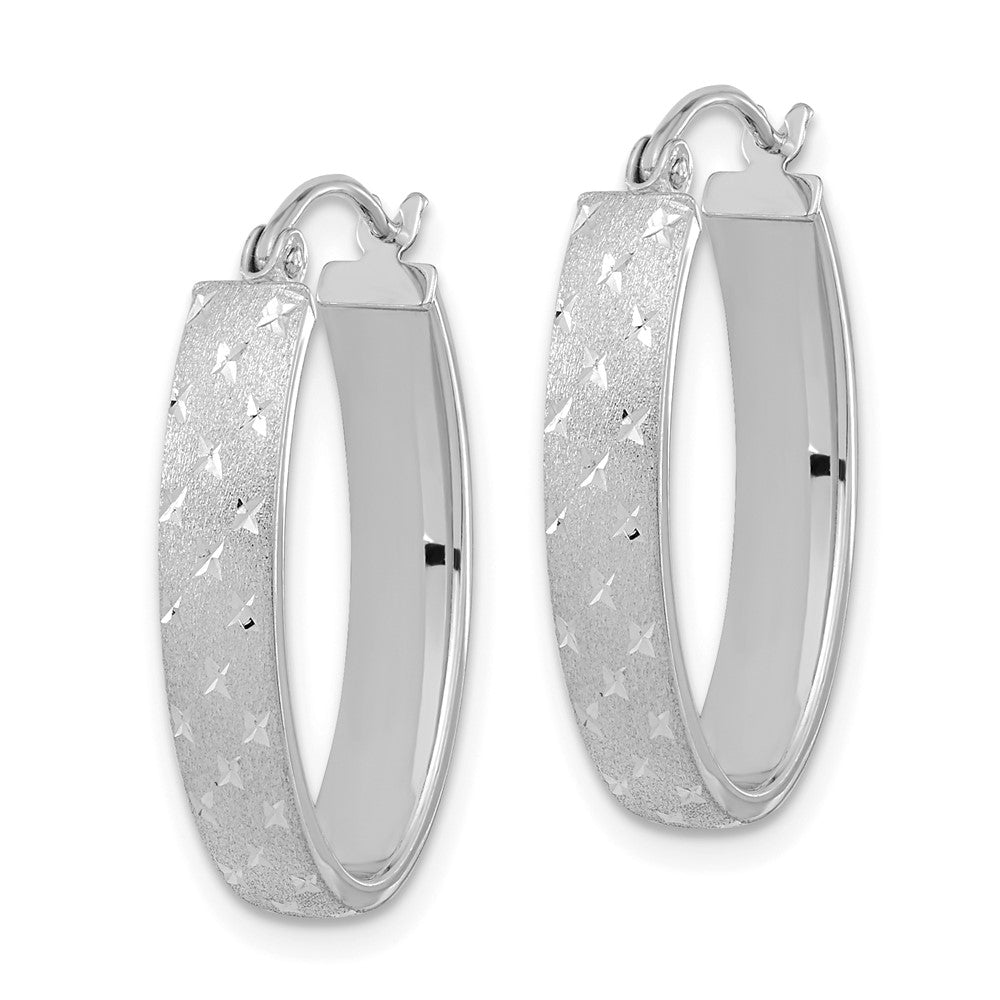 14k White Gold 15.04 mm Polished SatinDiamond-cut Hoop Earrings (1.34 grams)