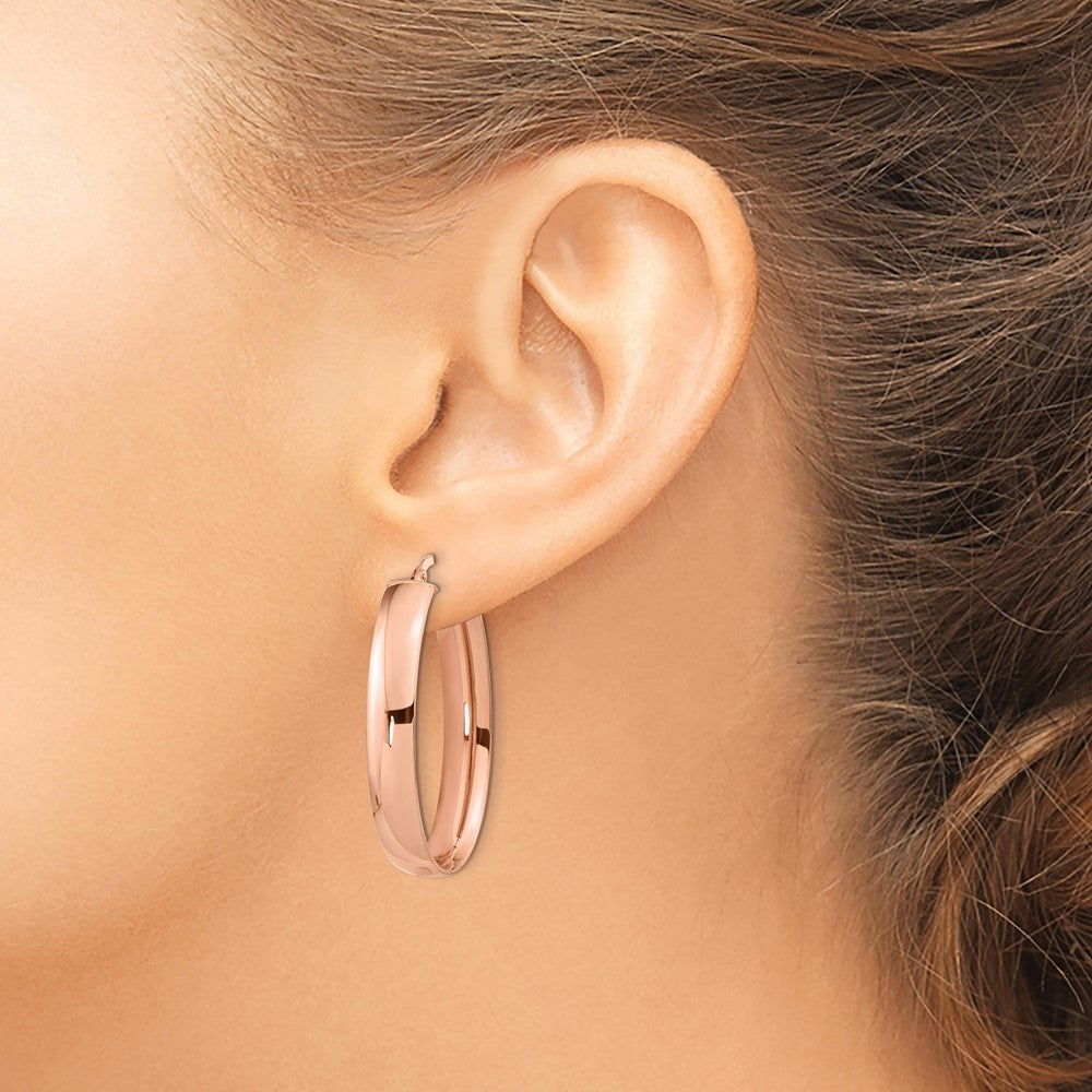 14k Rose Gold 16.6 mm Oval Hoop Earrings (3.55 grams)