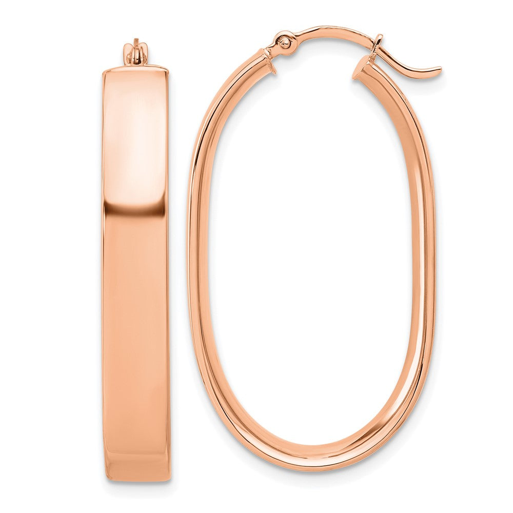 14k Rose Gold 16.6 mm Oval Hoop Earrings (3.55 grams)