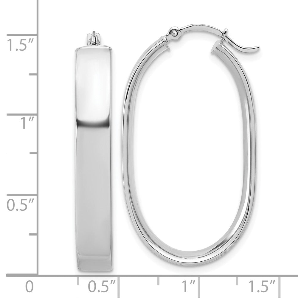 14k White Gold 16.6 mm Oval Hoop Earrings (3.25 grams)
