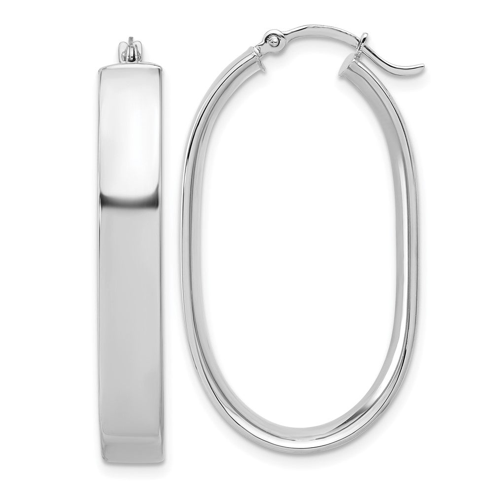 14k White Gold 16.6 mm Oval Hoop Earrings (3.25 grams)