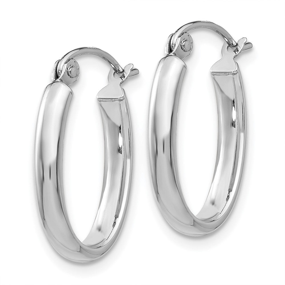 14k White Gold 13 mm Oval Tube Hoop Earrings (0.98 grams)