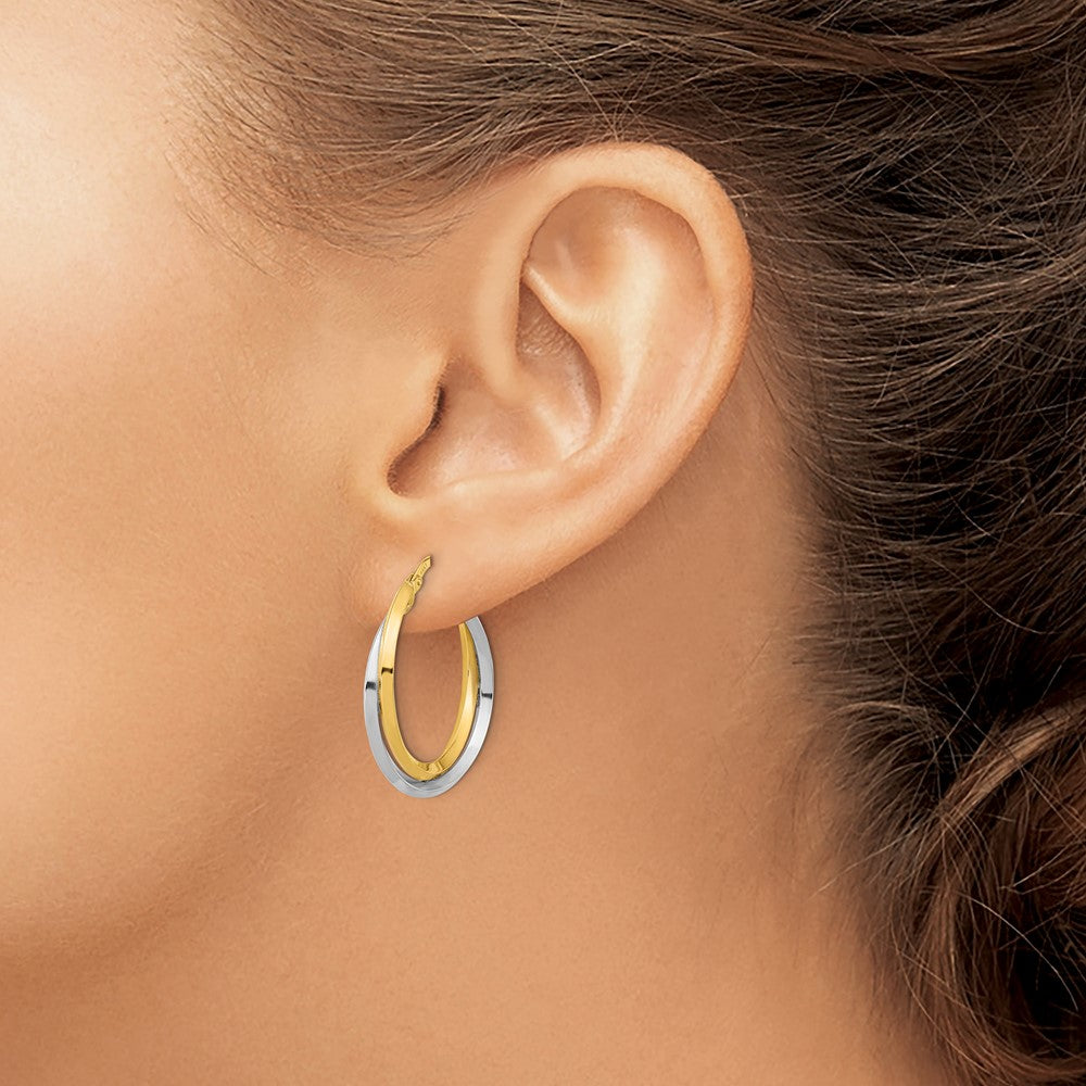 14k Two-tone 23.4 mm Two Tone Polished Double Hoops (2.01 grams)