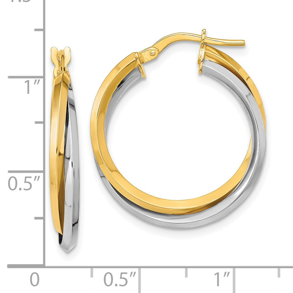 14k Two-tone 23.4 mm Two Tone Polished Double Hoops (2.01 grams)