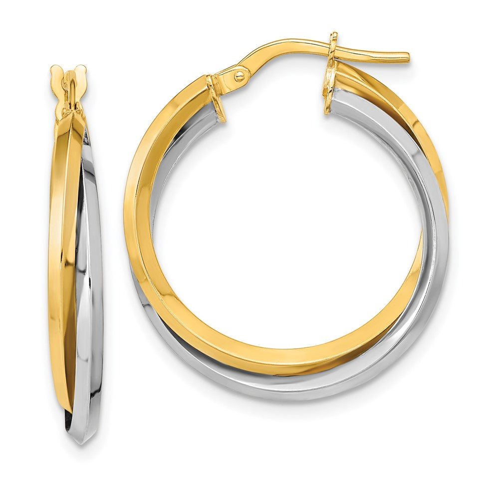 14k Two-tone 23.4 mm Two Tone Polished Double Hoops (2.01 grams)