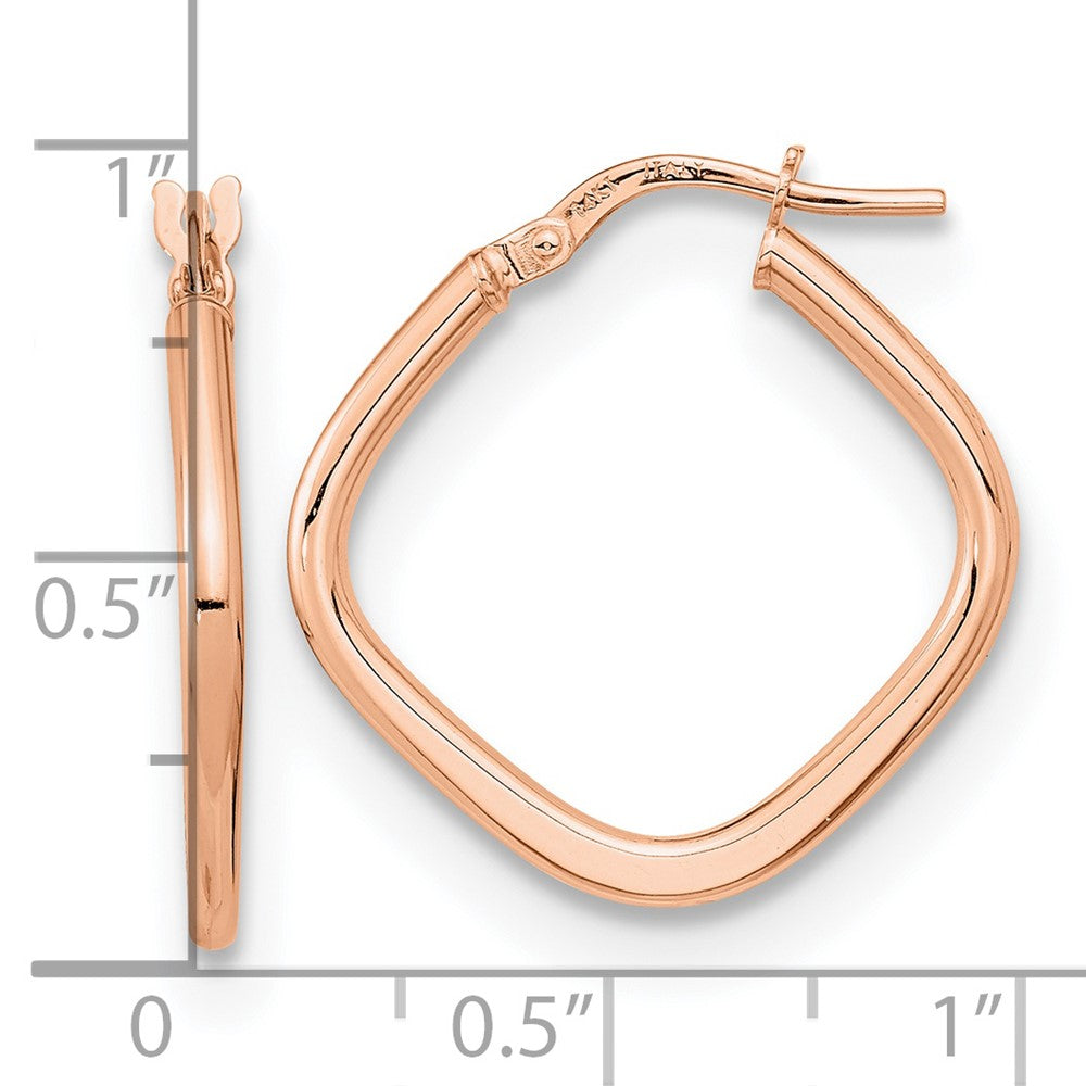14k Rose Gold 22.73 mm Polished Square Hoops (1.44 grams)