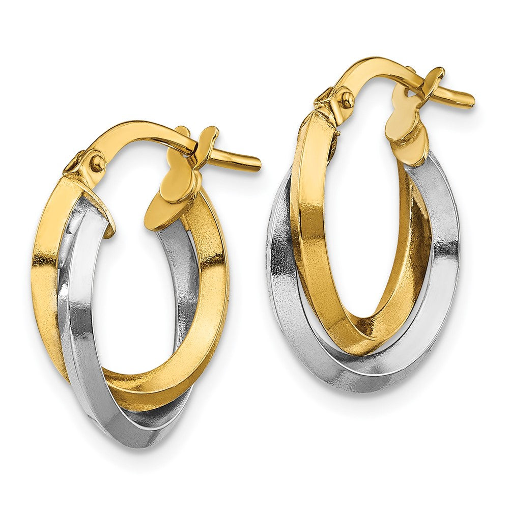 14k Two-tone 14 mm Two Tone Polished Double Hoops (1.54 grams)