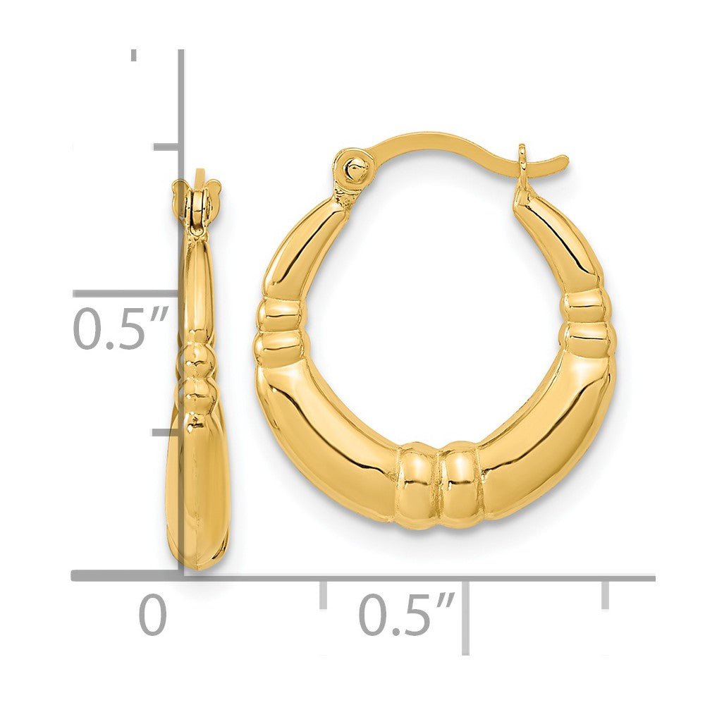 14k Yellow Gold 16.72 mm Polished Hoop Earrings (0.76 grams)