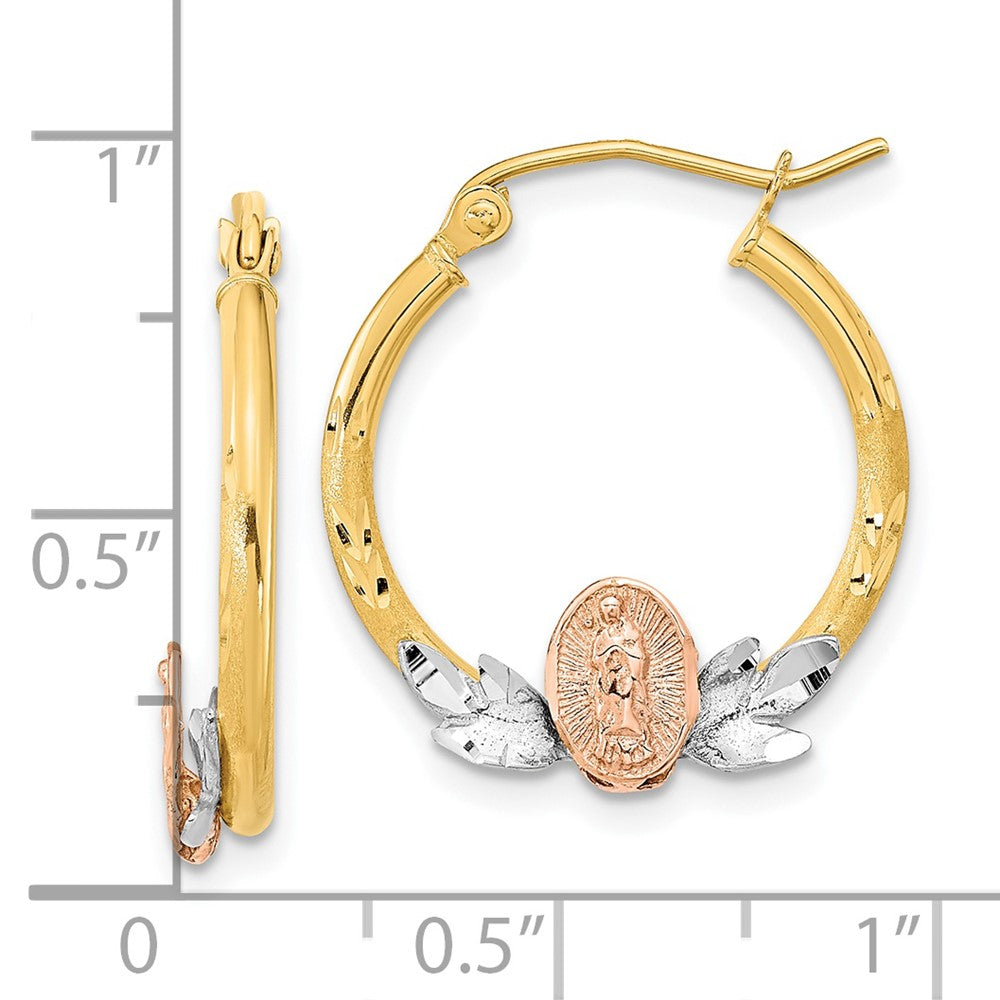 14k Tri-Color 19.66 mm Tri-color Guadalupe Hoop Earrings (1.77 grams)