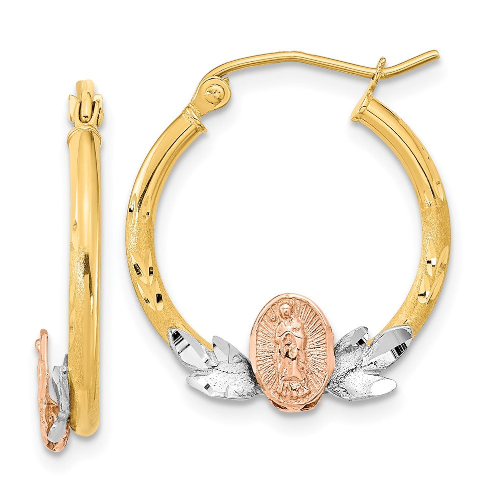 14k Tri-Color 19.66 mm Tri-color Guadalupe Hoop Earrings (1.77 grams)