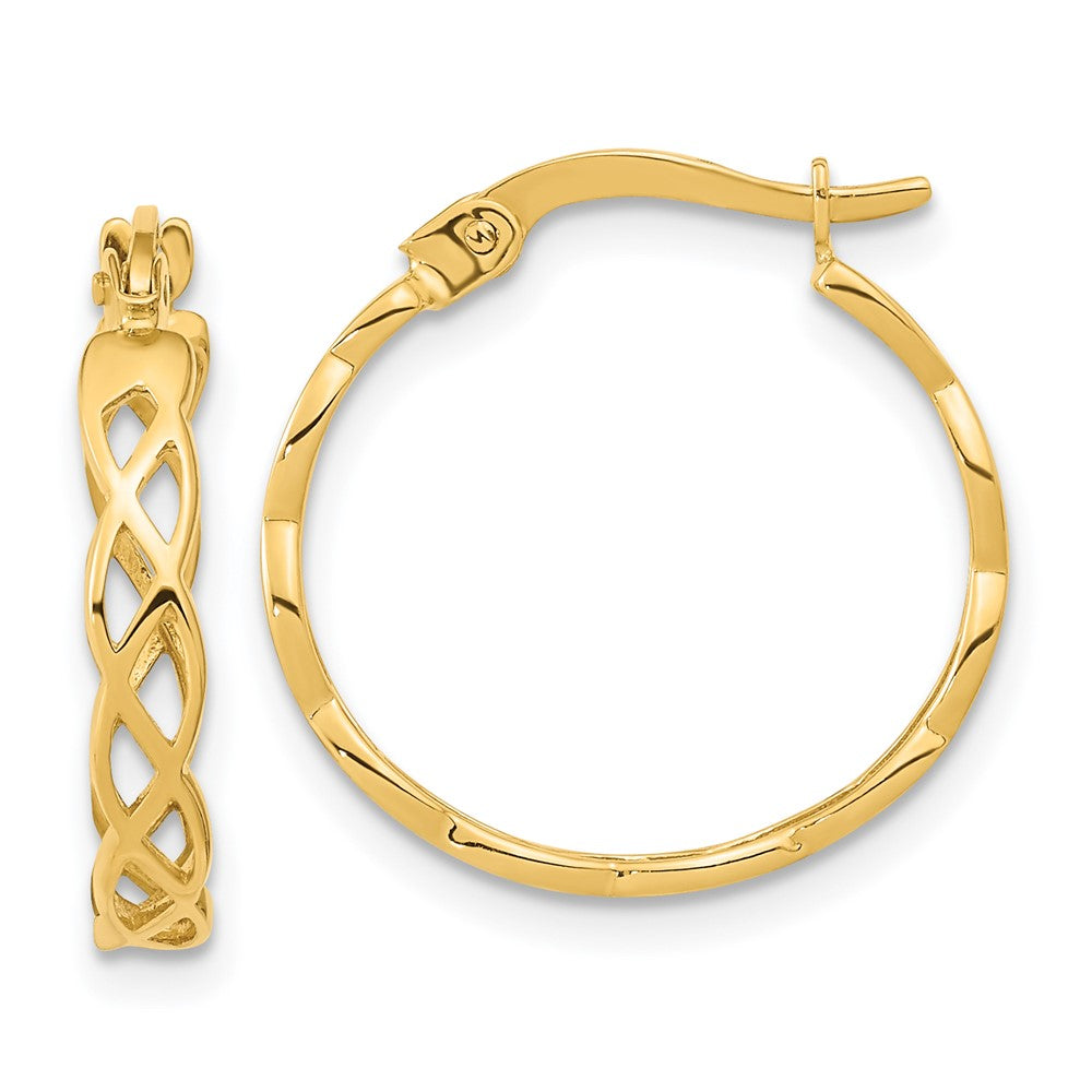 14k Yellow Gold 17.8 mm Gold Polished Intertwined Filigree Hoop Earrings (1.87 grams)