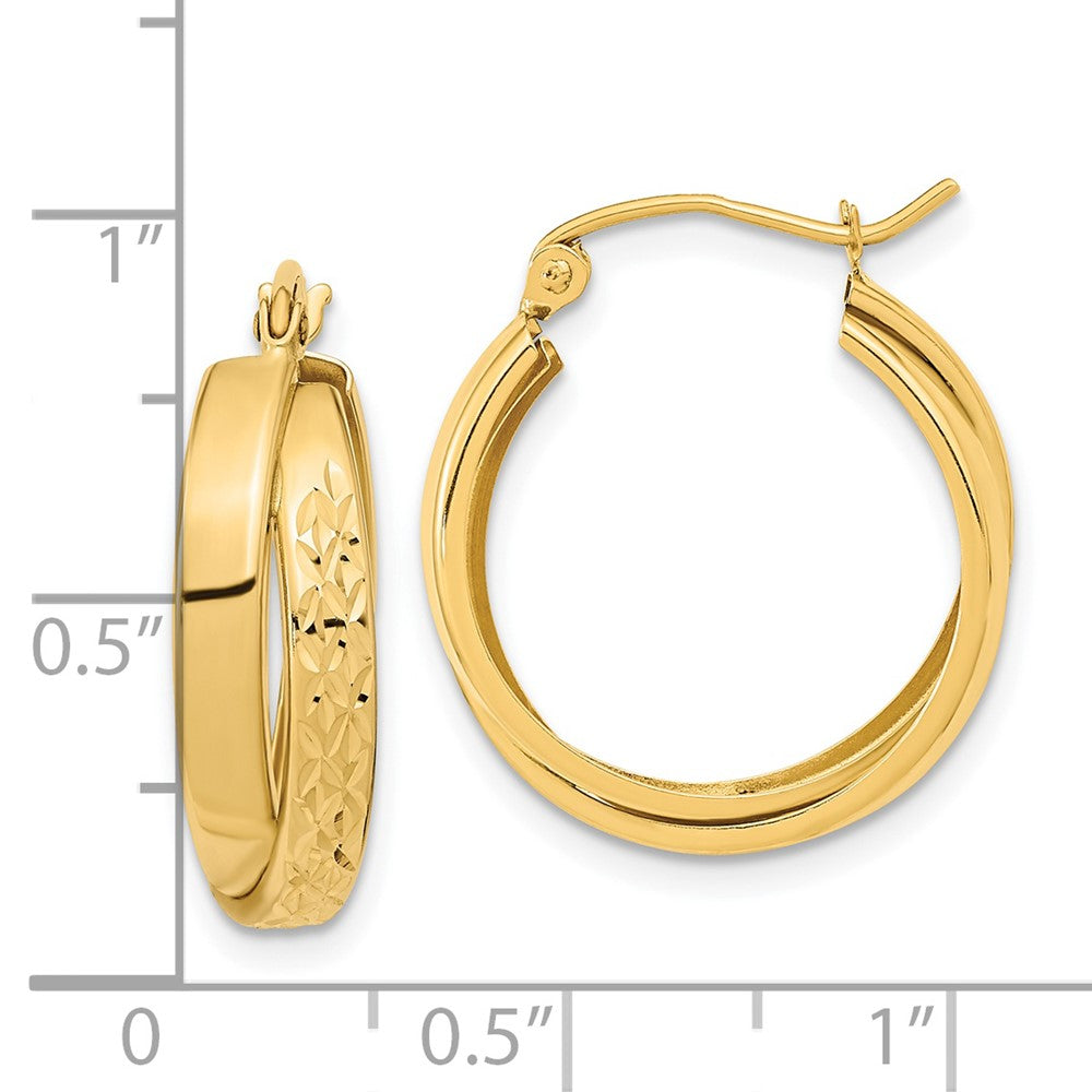 14k Yellow Gold 20.1 mm Polished Diamond-cut Twist Hoop Earrings (1.77 grams)