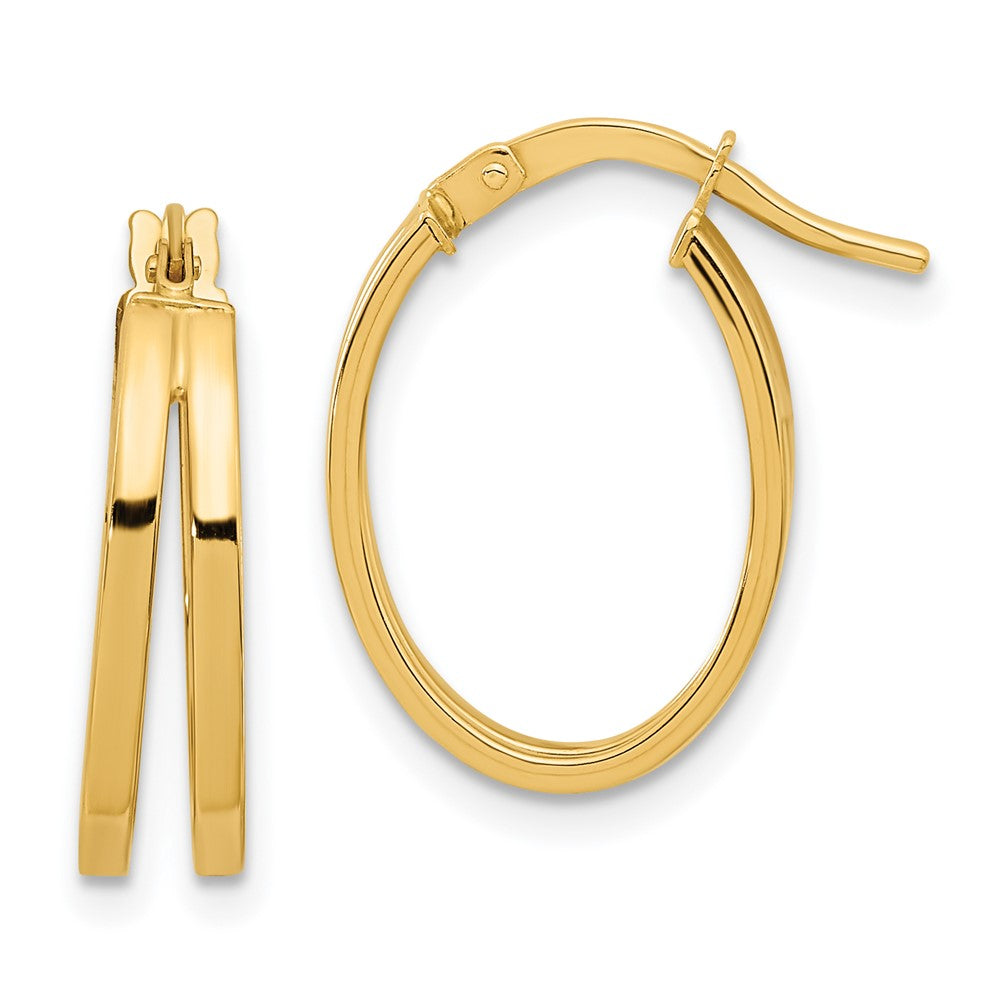 14k Yellow Gold 14 mm Polished Double Hoops (1.22 grams)