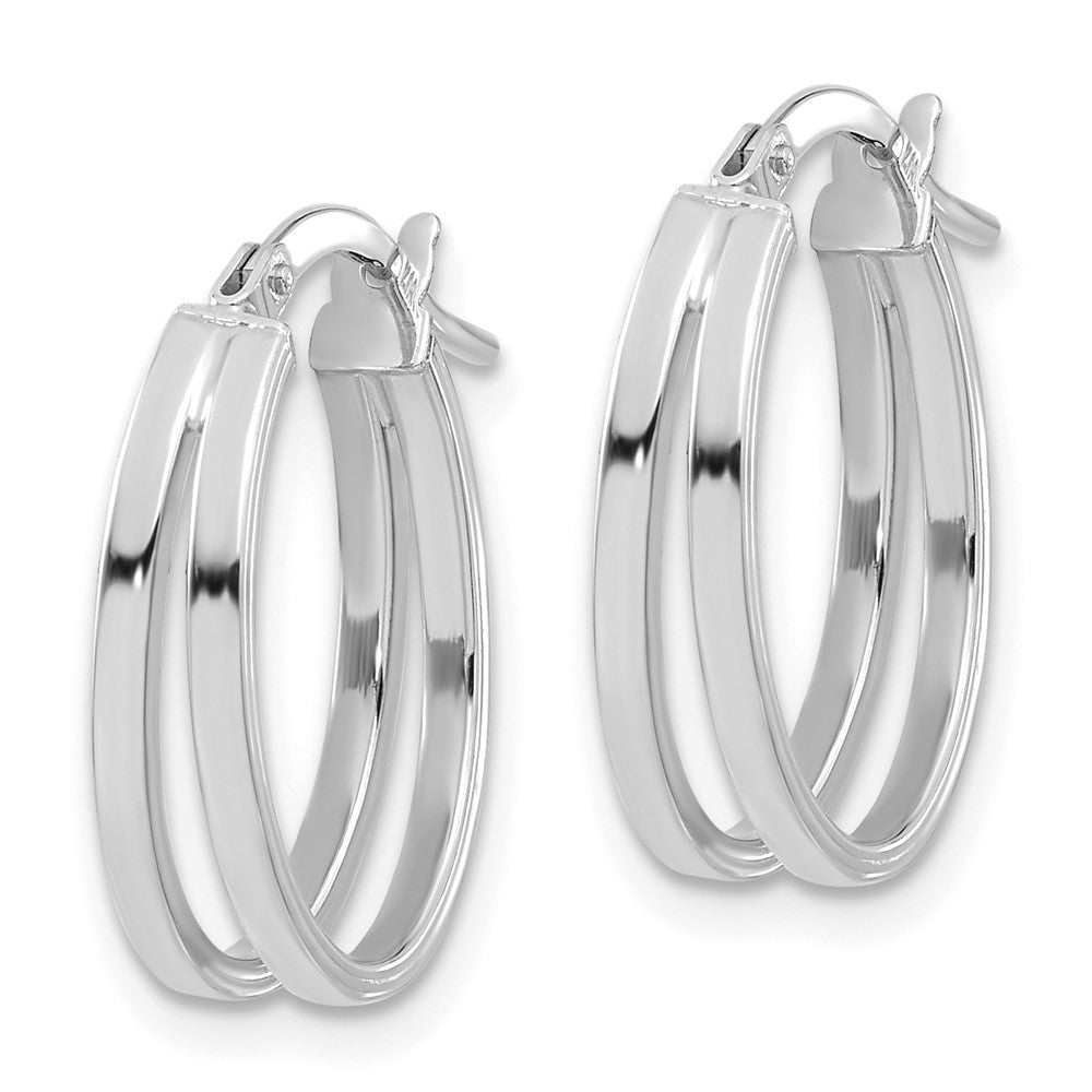 14k White Gold 14 mm Polished Double Hoops (1.19 grams)