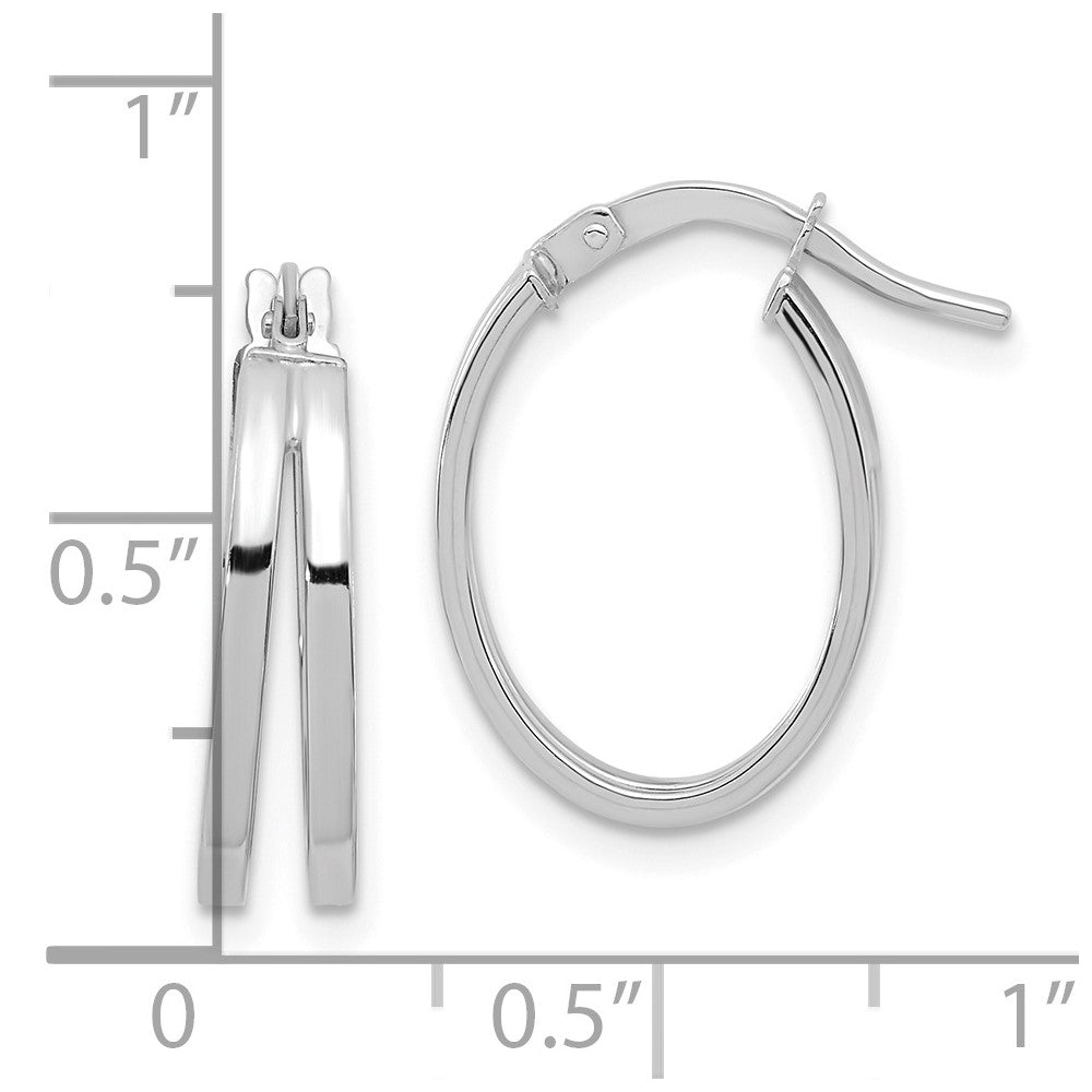 14k White Gold 14 mm Polished Double Hoops (1.19 grams)