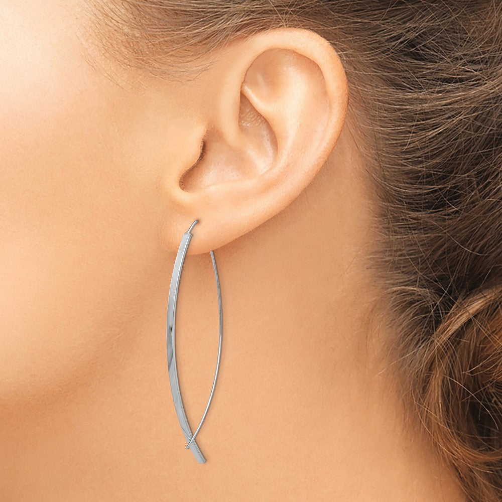 14k White Gold 22.6 mm Square Tube White Gold Wire Threader Earrings (1.63 grams)