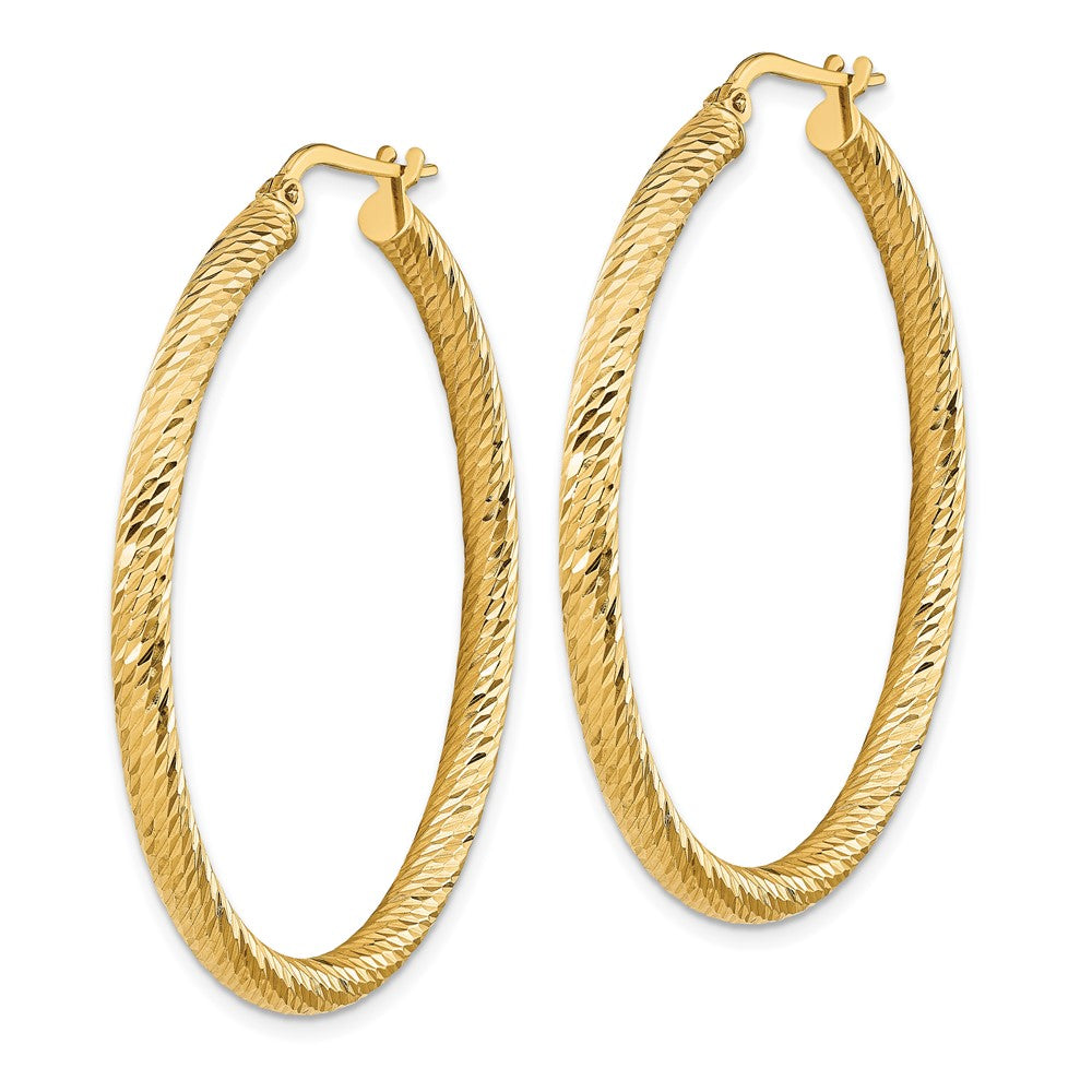 14k Yellow Gold 42.5 mm Diamond-cut Round Hoop Earrings (4.01 grams)