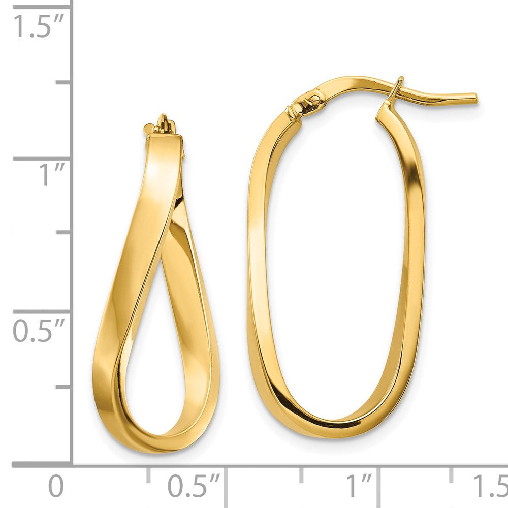 14k Yellow Gold 13.48 mm Wavy Hoop Earrings (1.65 grams)