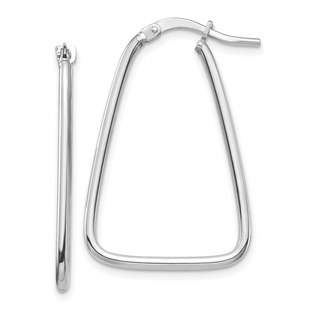 14k White Gold 20 mm Polished Triangle Dangle Hoop Earrings (1.09 grams)