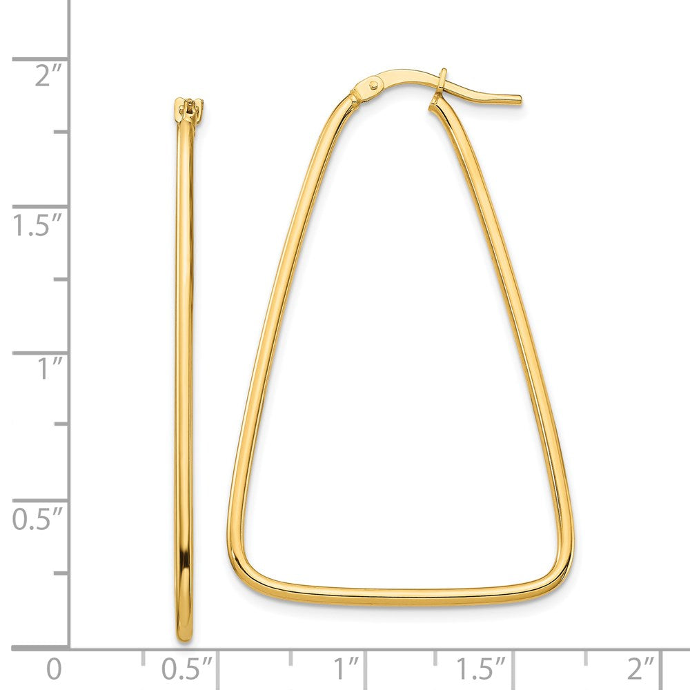 14k Yellow Gold 29 mm Polished Large Triangle Dangle Hoop Earrings (1.75 grams)