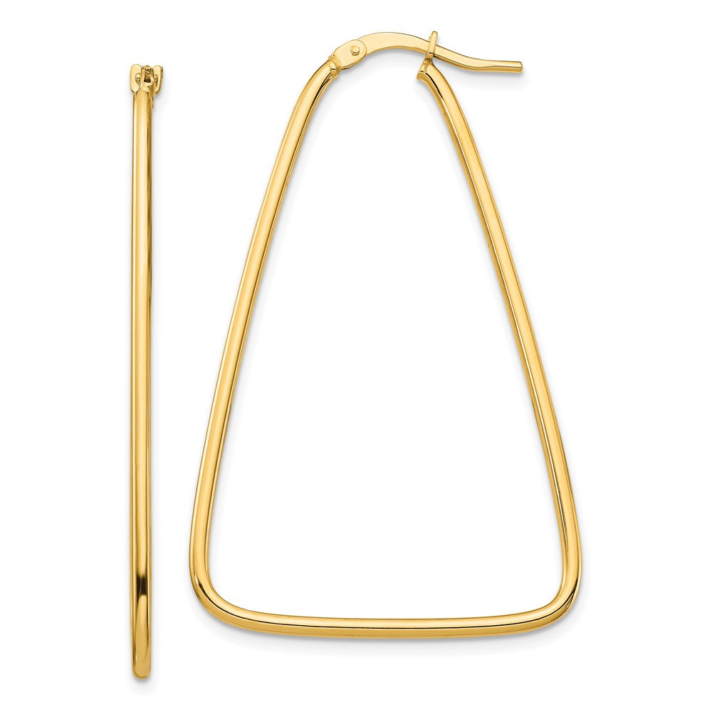 14k Yellow Gold 29 mm Polished Large Triangle Dangle Hoop Earrings (1.75 grams)