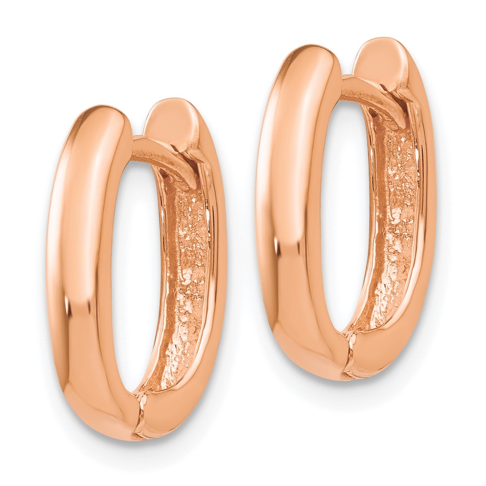 14k Rose Gold 3 mm Oval Hinged Hoop Earrings (2.32 grams)