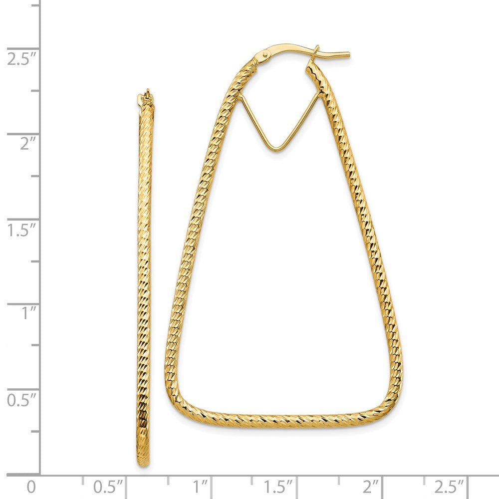 14k Yellow Gold 35.08 mm Polished & Diamond-cut Double Triangle Hoop Earrings (2.99 grams)