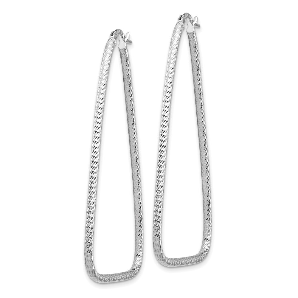14k White Gold 35.08 mm Polished & Diamond-cut Double Triangle Hoop Earrings (2.83 grams)