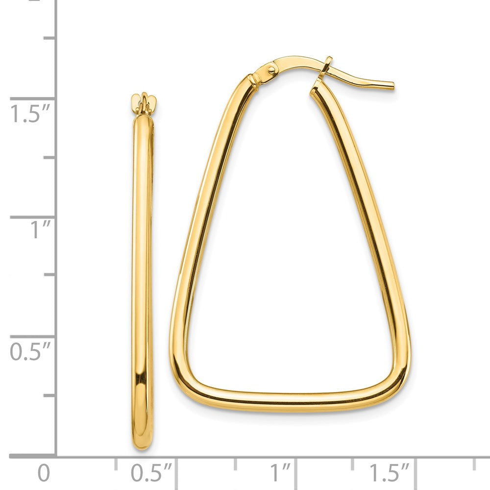 14k Yellow Gold 25 mm Polished Triangle Hoop Earrings (2.08 grams)