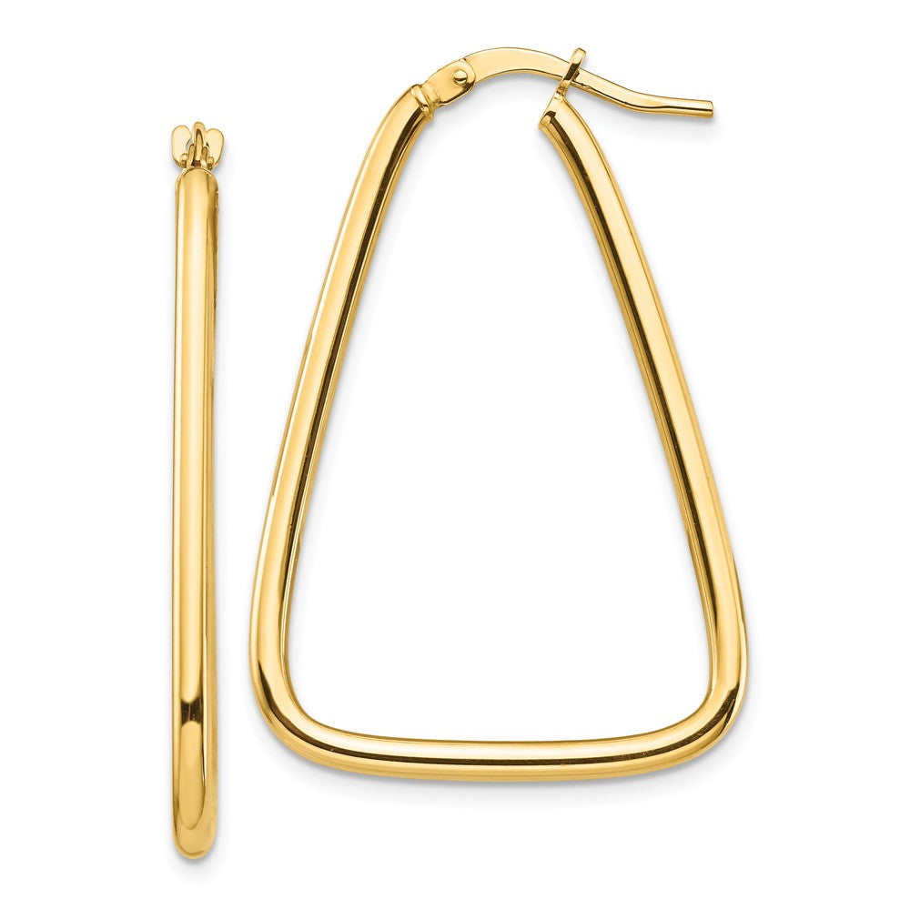 14k Yellow Gold 25 mm Polished Triangle Hoop Earrings (2.08 grams)