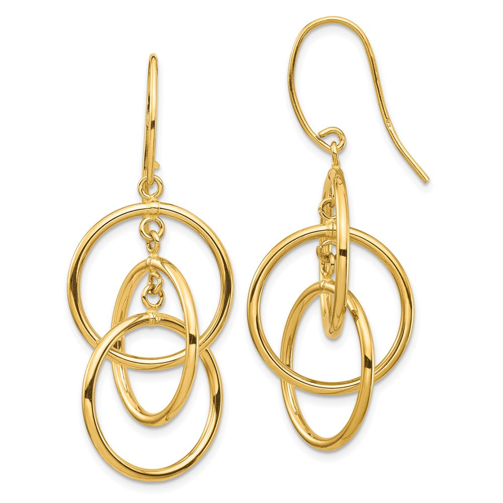 14k Yellow Gold 18 mm Polished Circles Dangle Earrings (2.81 grams)