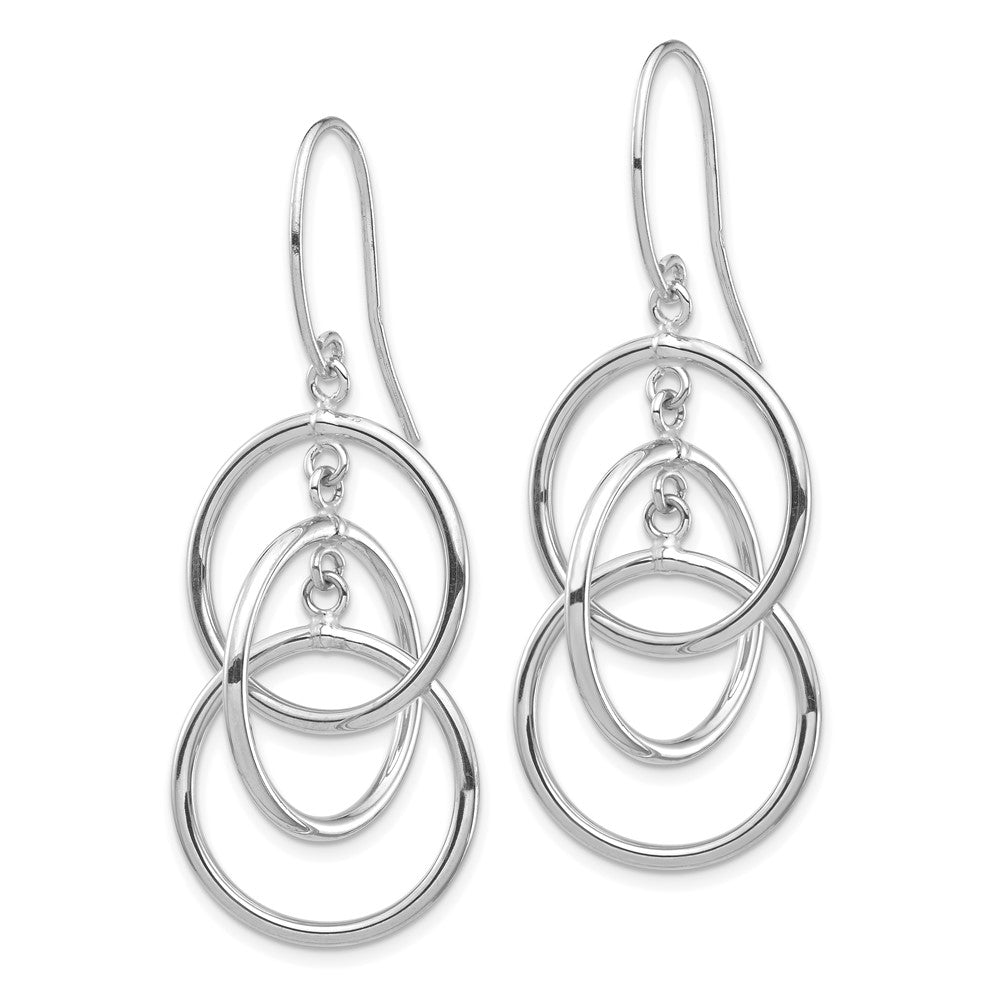 14k White Gold 18 mm Polished Circles Dangle Earrings (2.84 grams)