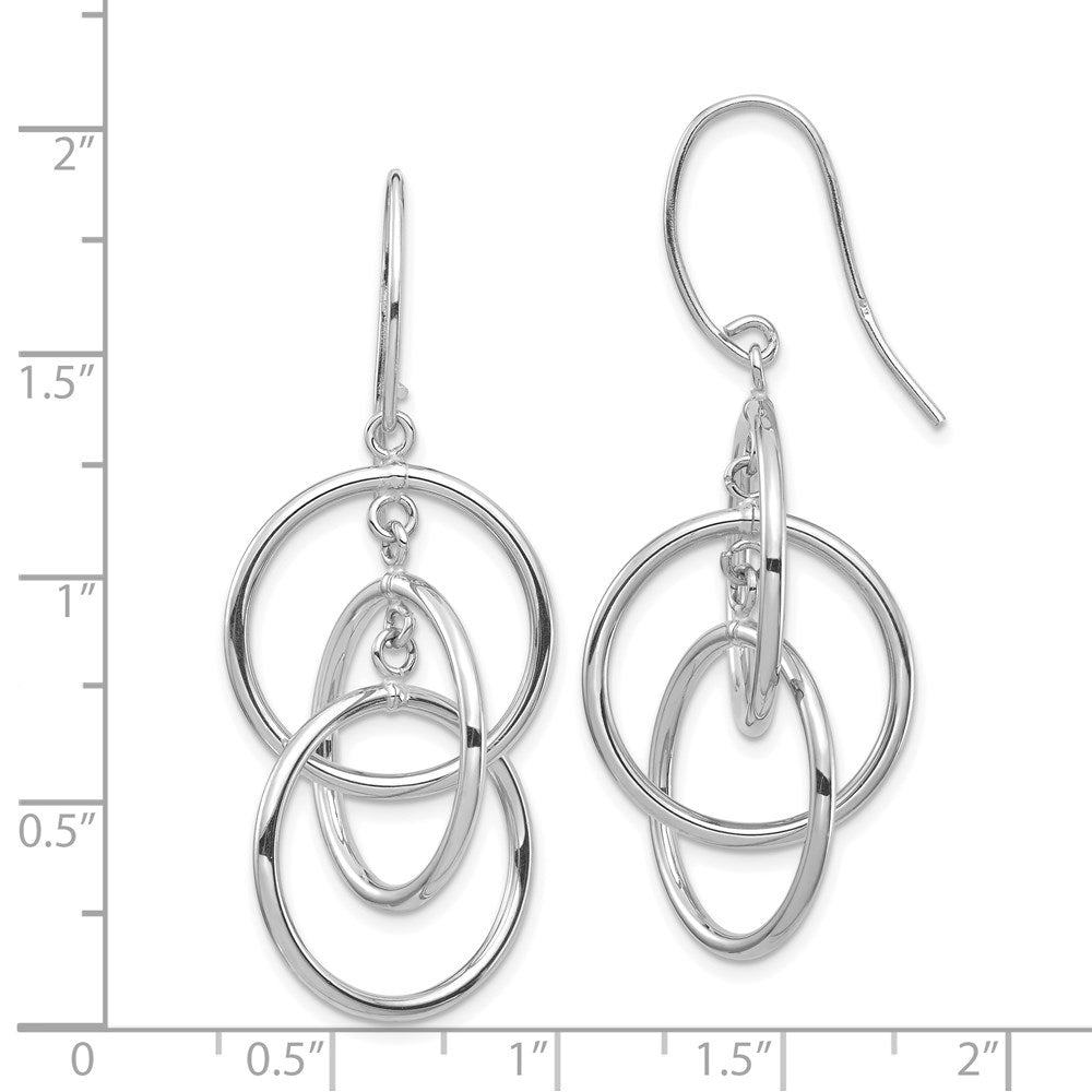 14k White Gold 18 mm Polished Circles Dangle Earrings (2.84 grams)