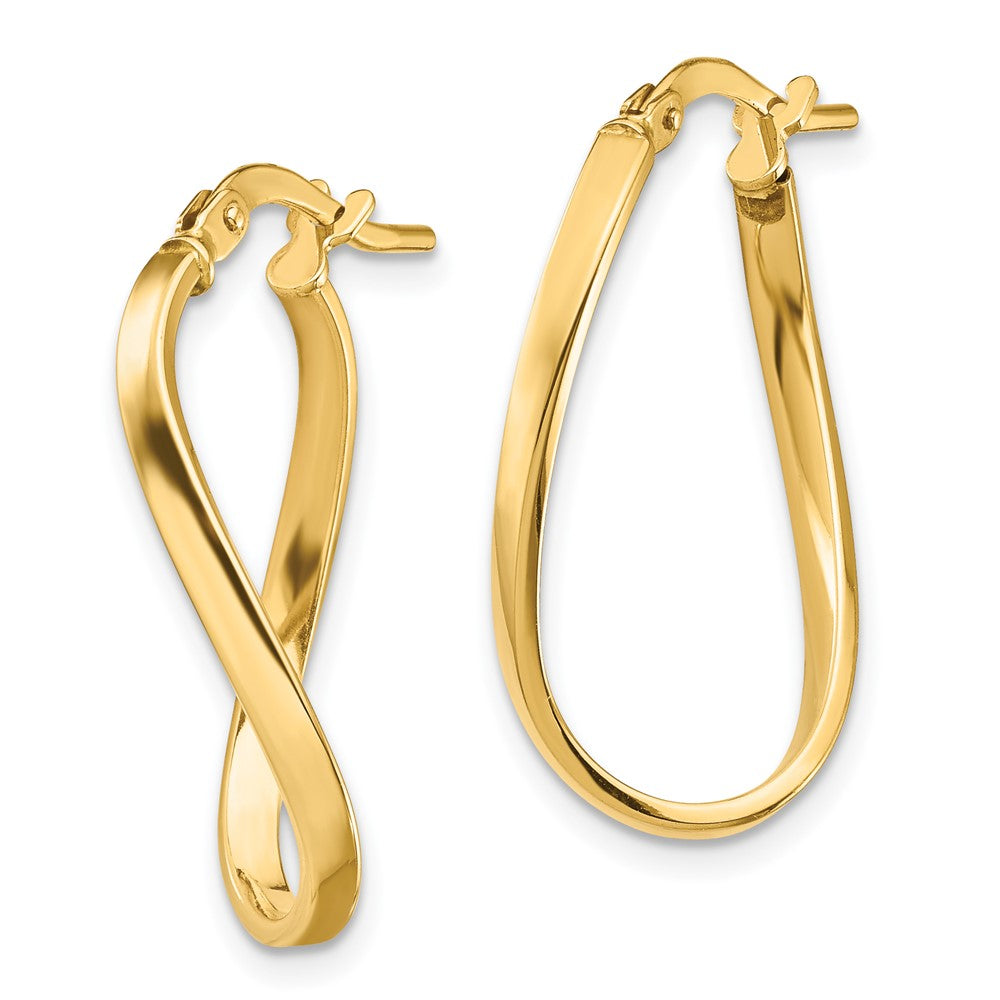 14k Yellow Gold 13.5 mm Wavy Hoop Earrings (0.99 grams)