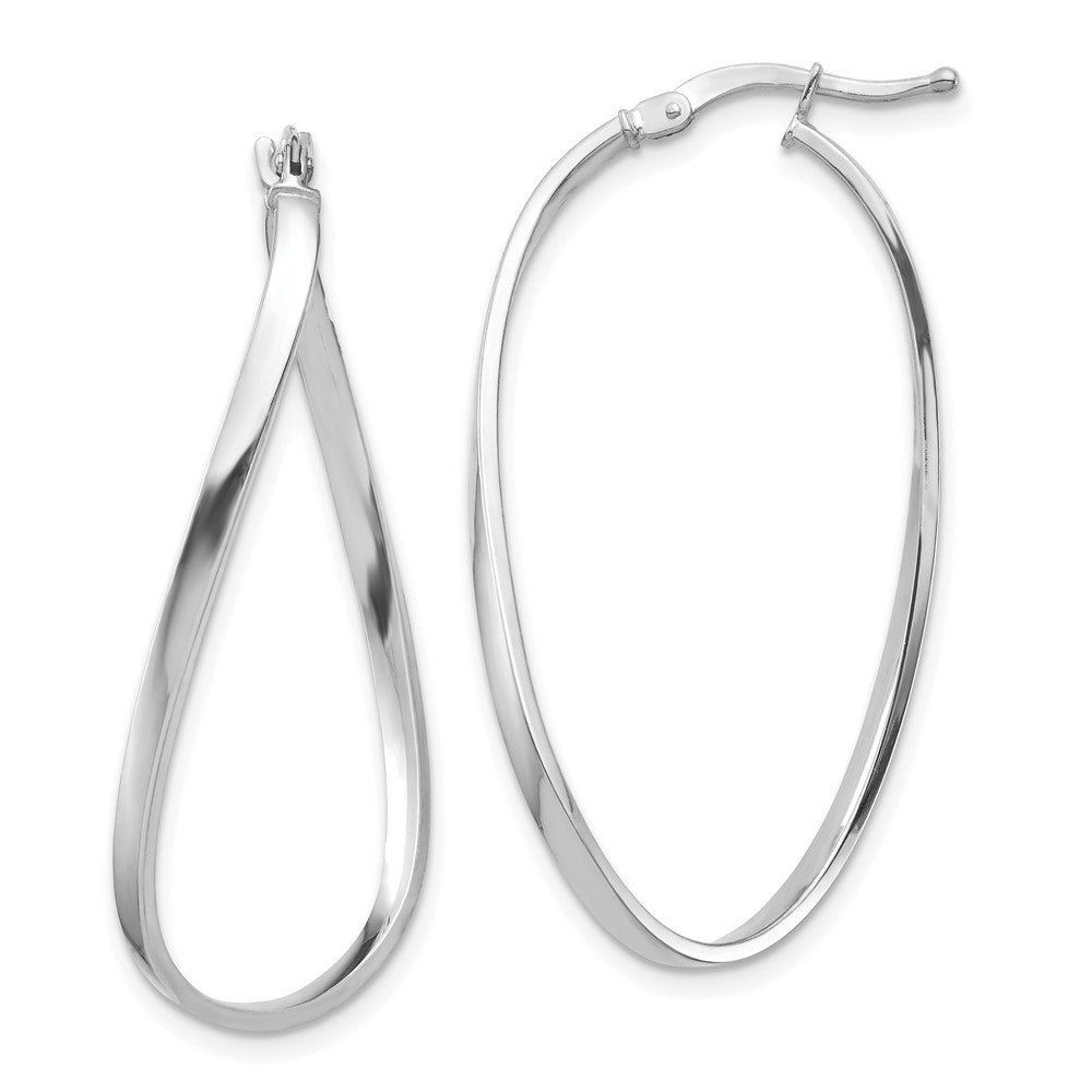 14k White Gold 21.44 mm Wavy Hoop Earrings (1.42 grams)