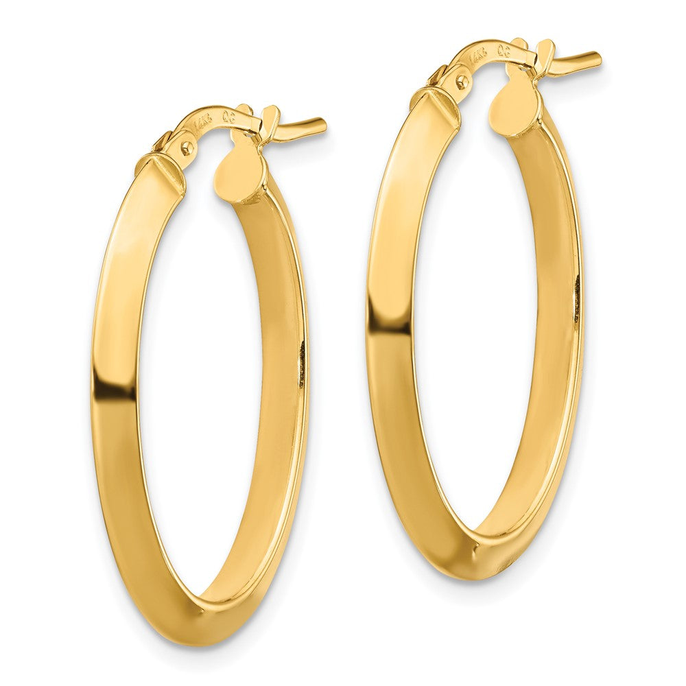 14k Yellow Gold 19.59 mm Knife Edge Oval Hoop Earrings (2.35 grams)
