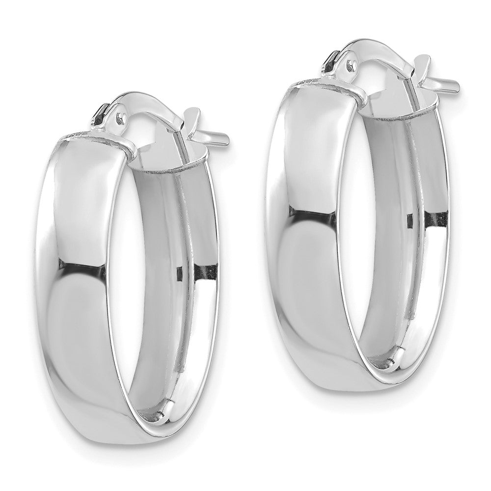 14k White Gold 13.93 mm Oval Hoop Earrings (1.57 grams)