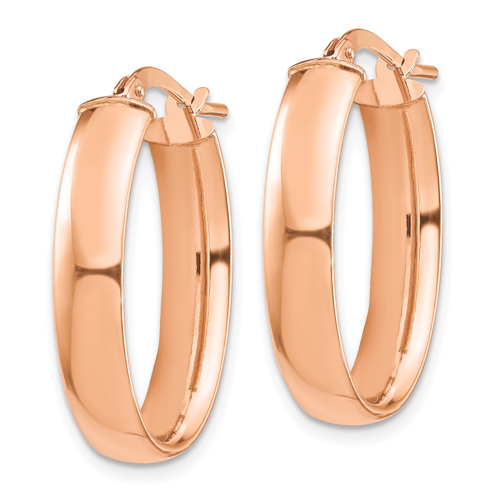 14k Rose Gold 16.77 mm Oval Hoop Earrings (2.18 grams)
