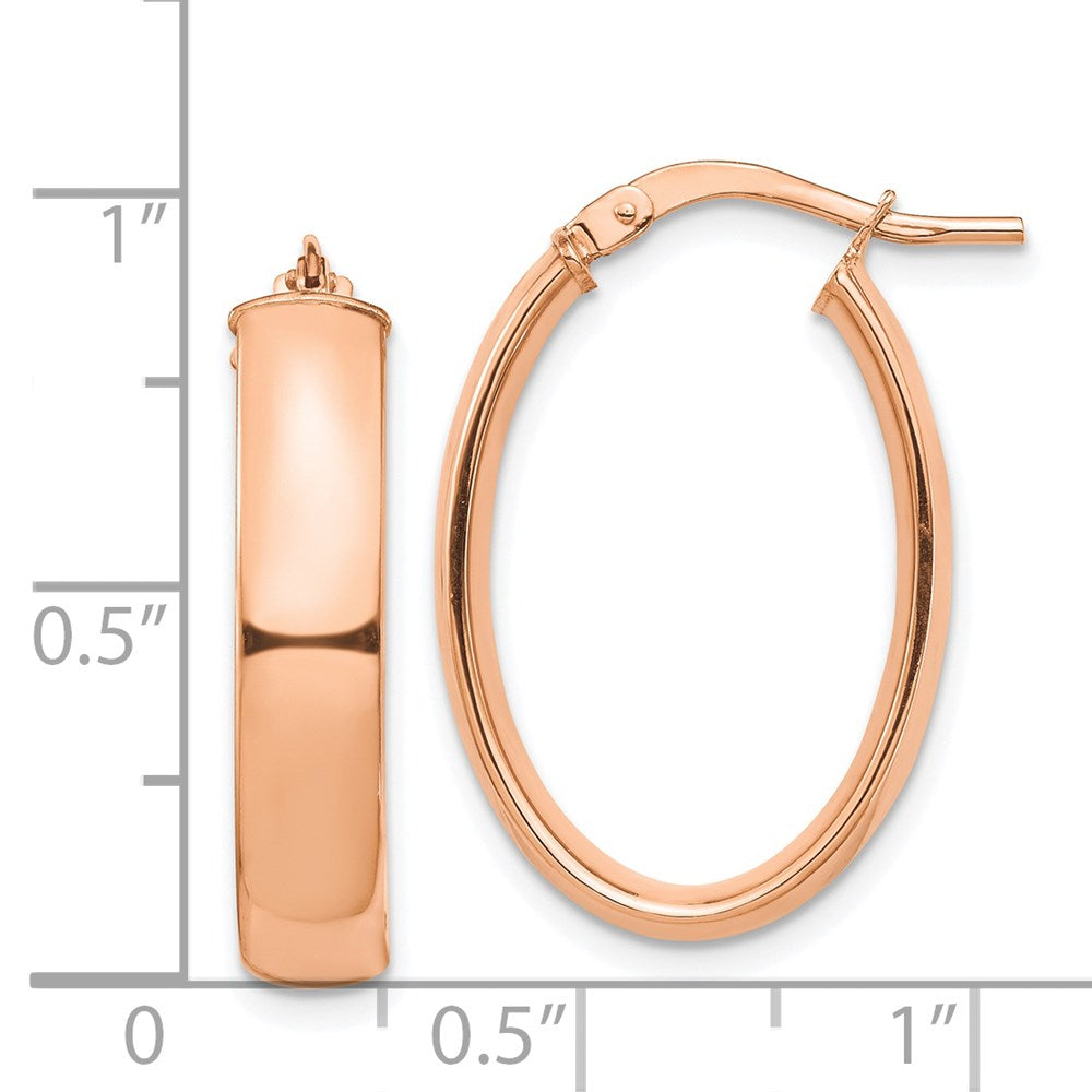 14k Rose Gold 16.77 mm Oval Hoop Earrings (2.18 grams)