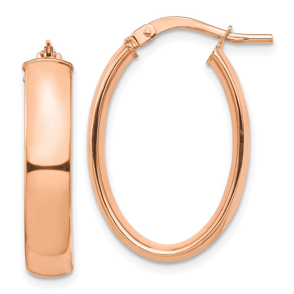 14k Rose Gold 16.77 mm Oval Hoop Earrings (2.18 grams)